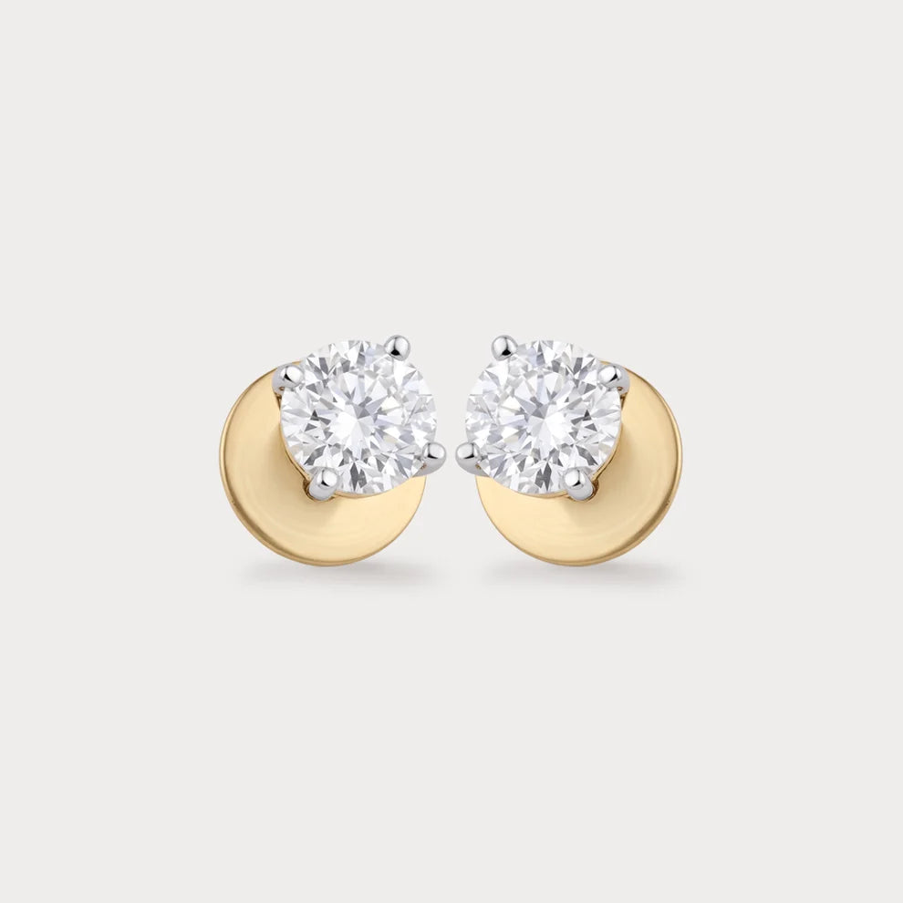 Beaming Men's Lab-Grown Diamond Stud Earrings in 18K Yellow Gold