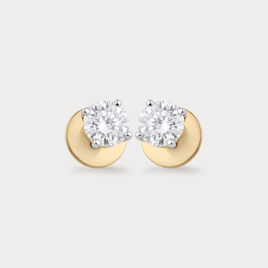Beaming Men's Lab-Grown Diamond Stud Earrings in 18K Yellow Gold