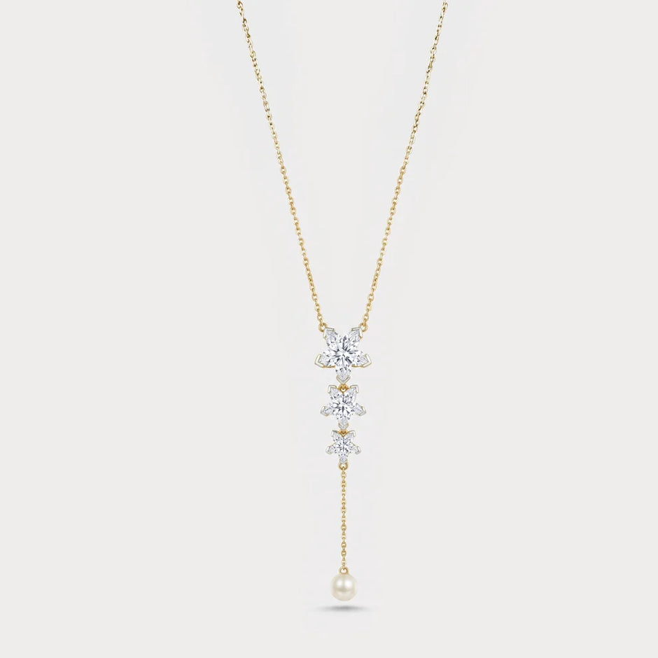 Orchid Sinuosità Lariat Lab-Grown Diamond Necklace in 18K Yellow Gold