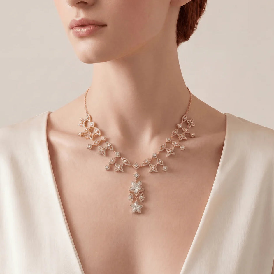 Orchid Stratosphere Lab-Grown Diamond Layered Necklace in 18K Yellow Gold