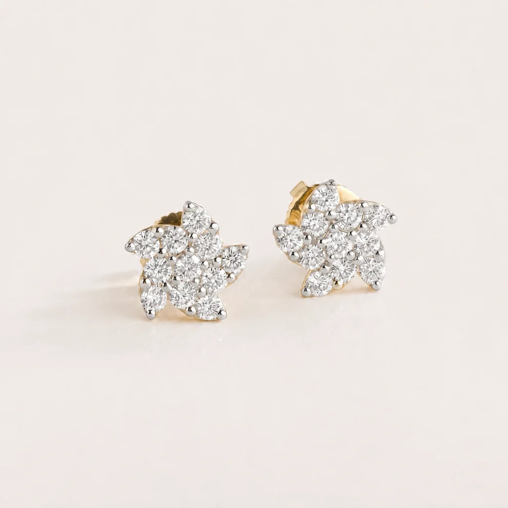 Floraison Stars & Flowers Lab-Grown Diamond Earrings in 18K Yellow Gold
