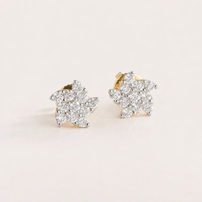 Floraison Stars & Flowers Lab-Grown Diamond Earrings in 18K Yellow Gold