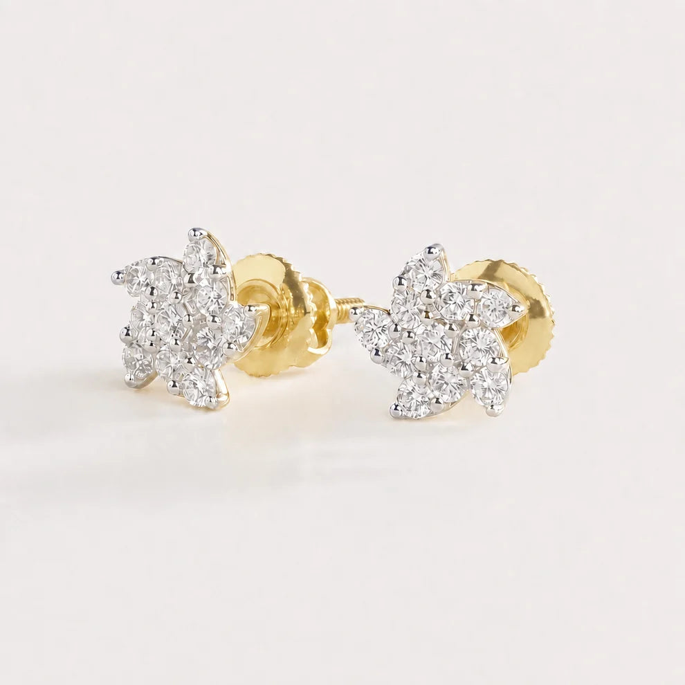 Floraison Stars & Flowers Lab-Grown Diamond Earrings in 18K Yellow Gold