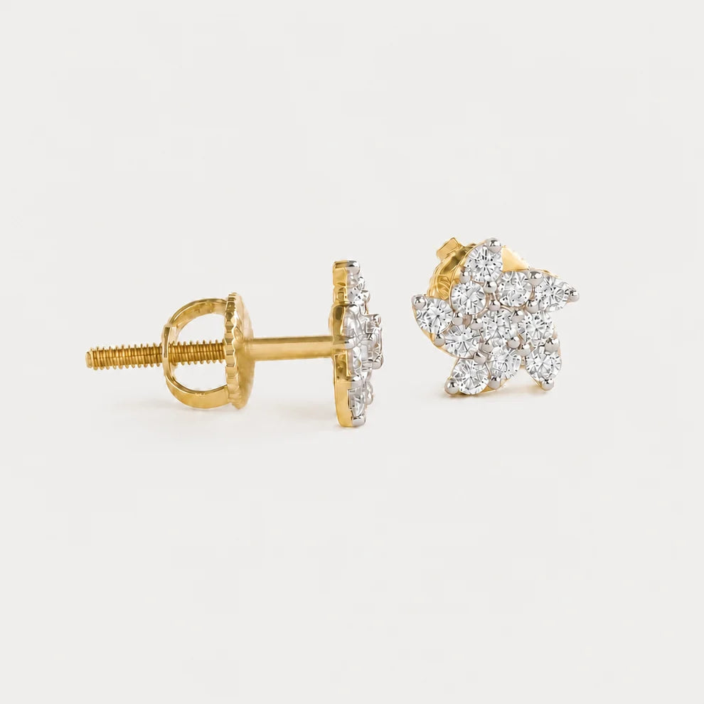 Floraison Stars & Flowers Lab-Grown Diamond Earrings in 18K Yellow Gold