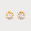 Gold Lotus Lab-Grown Diamond Stud Earrings in 18K Yellow Gold