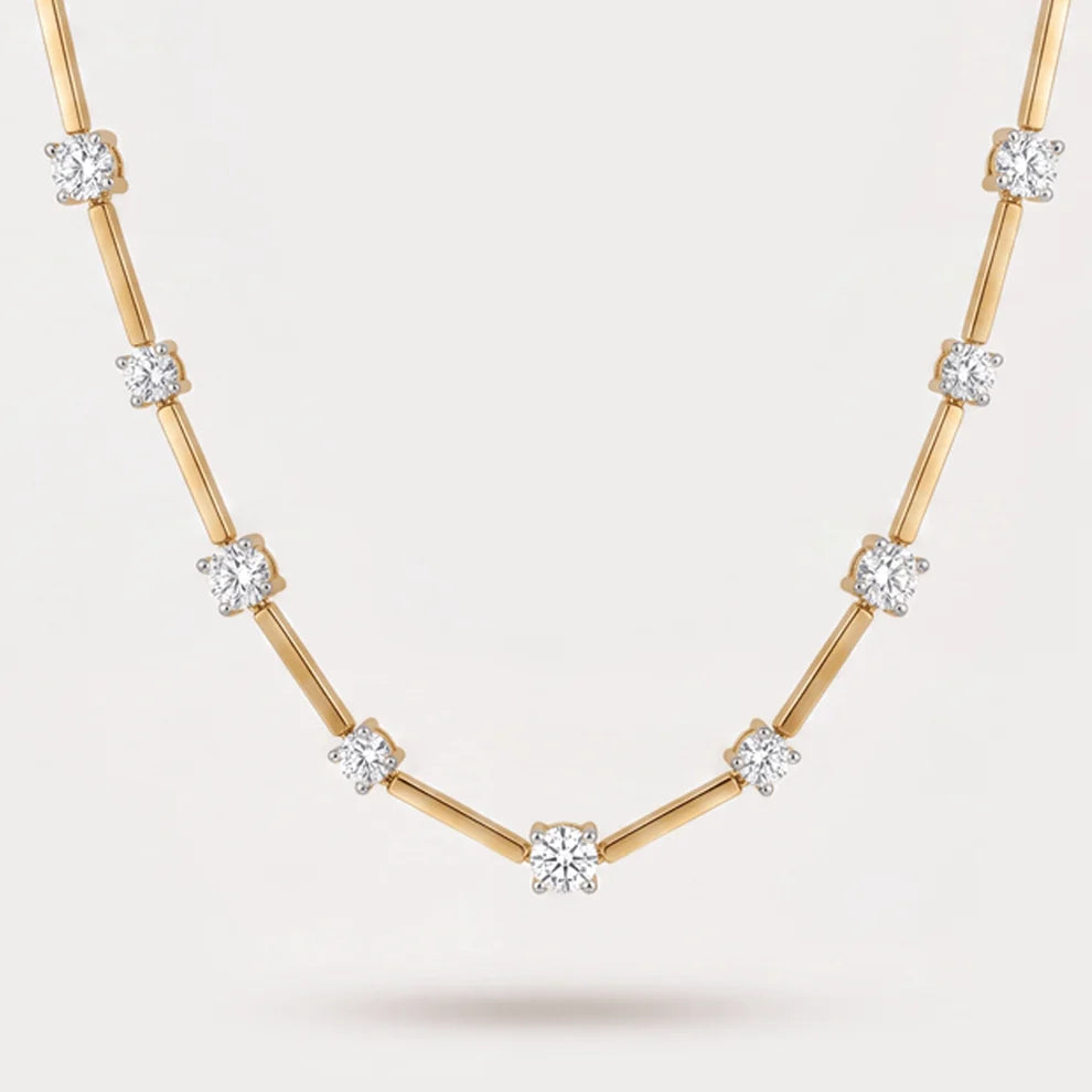 Resplendant Station Lab-Grown Diamond Necklace in 18K Yellow Gold