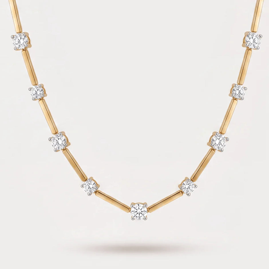 Resplendant Station Lab-Grown Diamond Necklace in 18K Yellow Gold