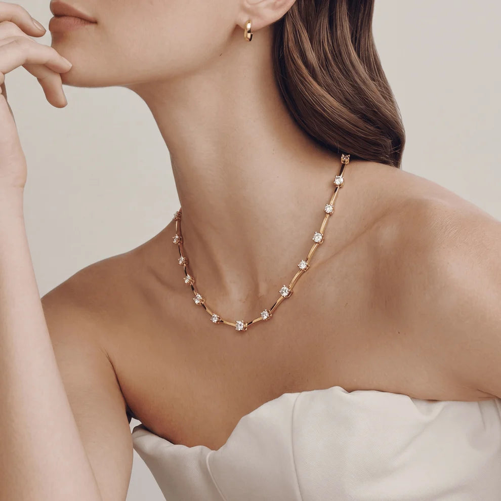 Resplendant Station Lab-Grown Diamond Necklace in 18K Yellow Gold